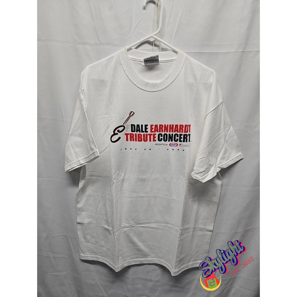 Chase Mens White Vintage Dale Earnhardt Tribute Concert T Shirt Adult Sz Large